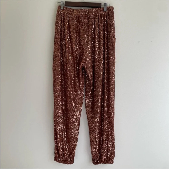 Free People Morelia Sequin Jogger Pants in Bronze size small - Picture 9 of 16